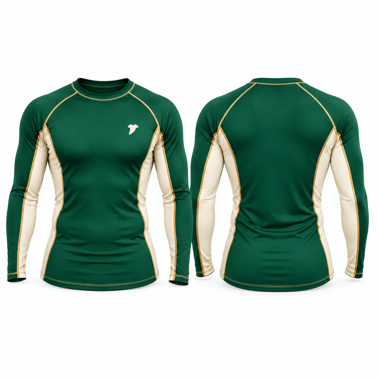 green and white rash guard