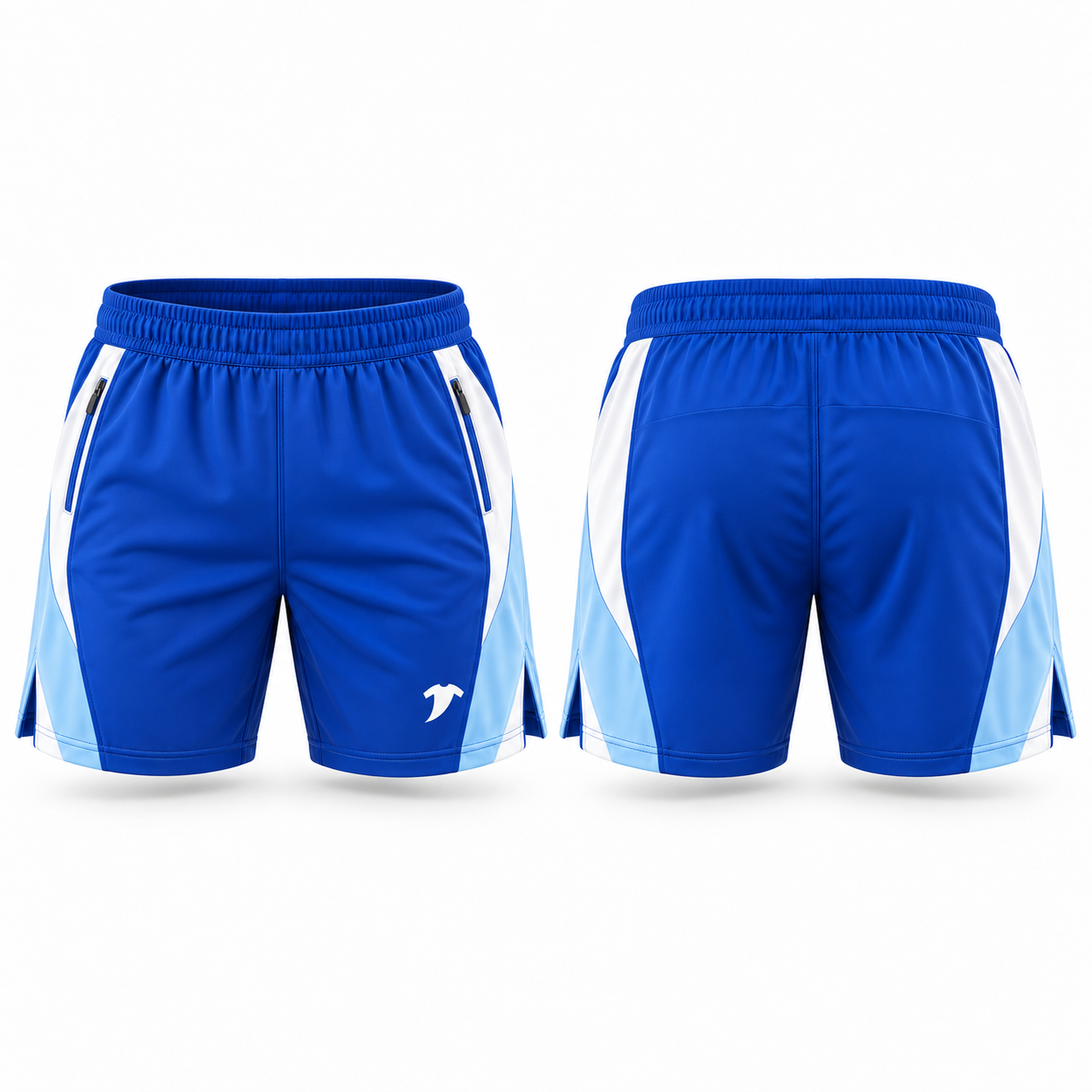 blue snd white short