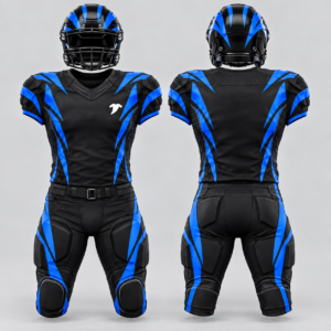 Black-and-electric-blue-football-uniform