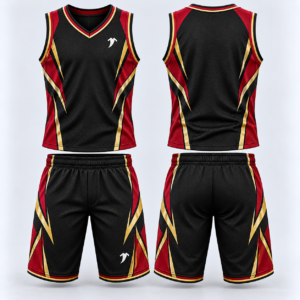 Black-crimson-and-gold-basketball-uniform