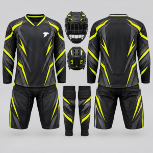 Charcoal-and-neon-ice-hockey-uniform-set