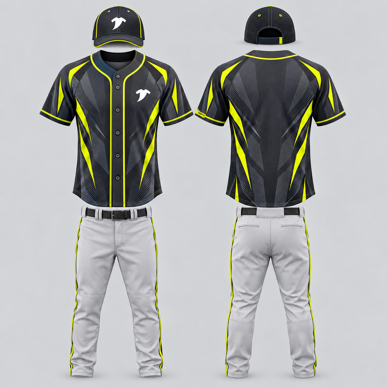 Charcoal-neon-baseball-uniform-set