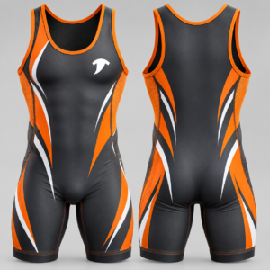 Charcoal-orange-compression-singlet