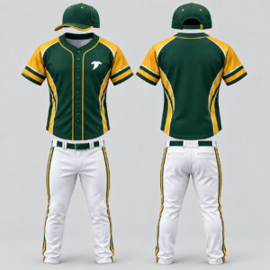 Forest Green Gold Baseball Uniform Set