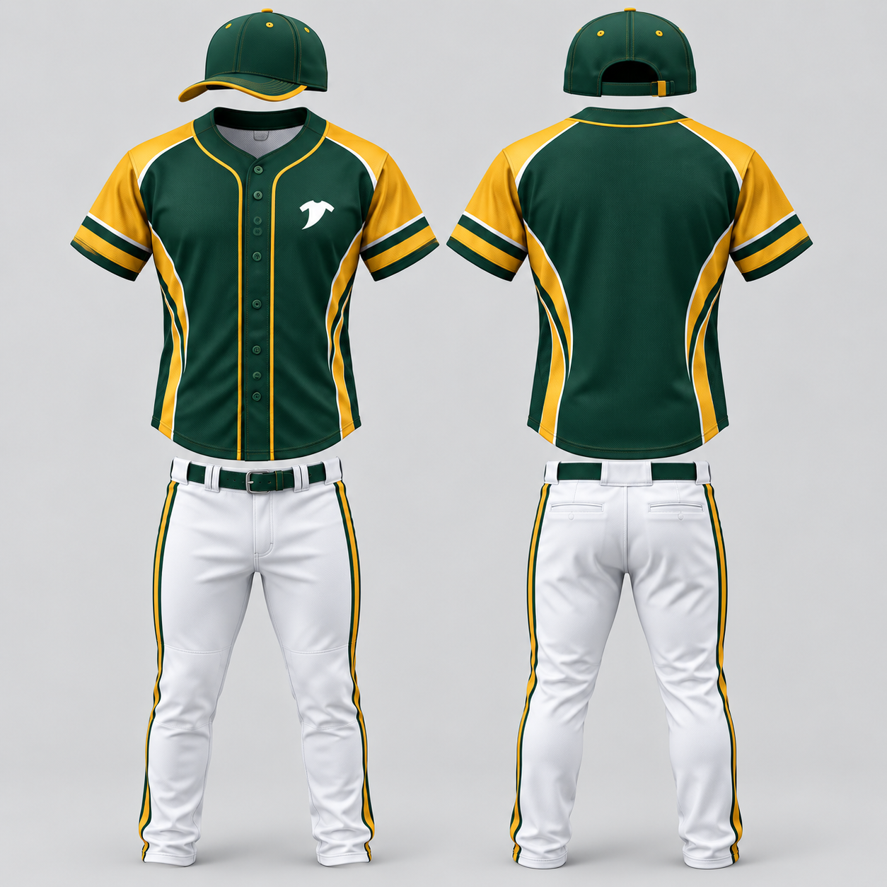 Forest Green Gold Baseball Uniform Set