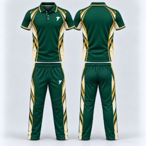 Forest green cricket uniform front and back Forest-green-cricket-uniform