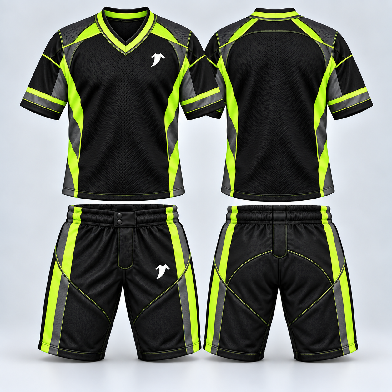 Futuristic black and neon-lime soccer kit-2