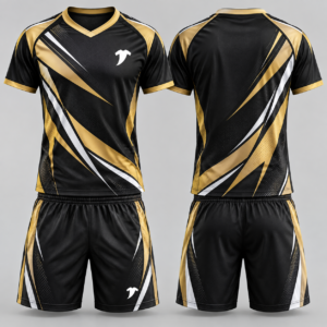 Men’s black, gold and white volleyball uniform-2