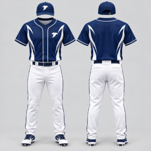 Navy and white baseball uniform