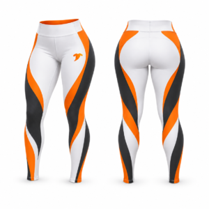 Square apparel catalog, front and back views-5 White and orange legging