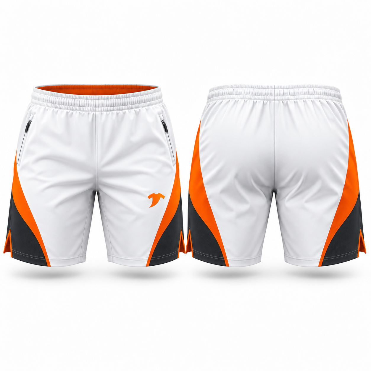 white and orange short