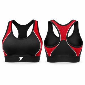 black and red sports bra