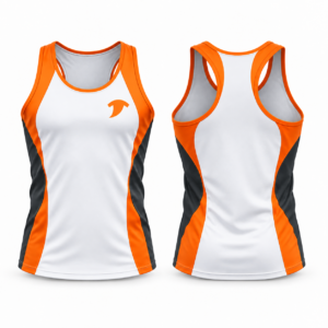Square studio apparel front and back-15 white and orange tank top