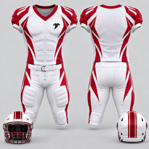 White-Crimson Football Uniform Front