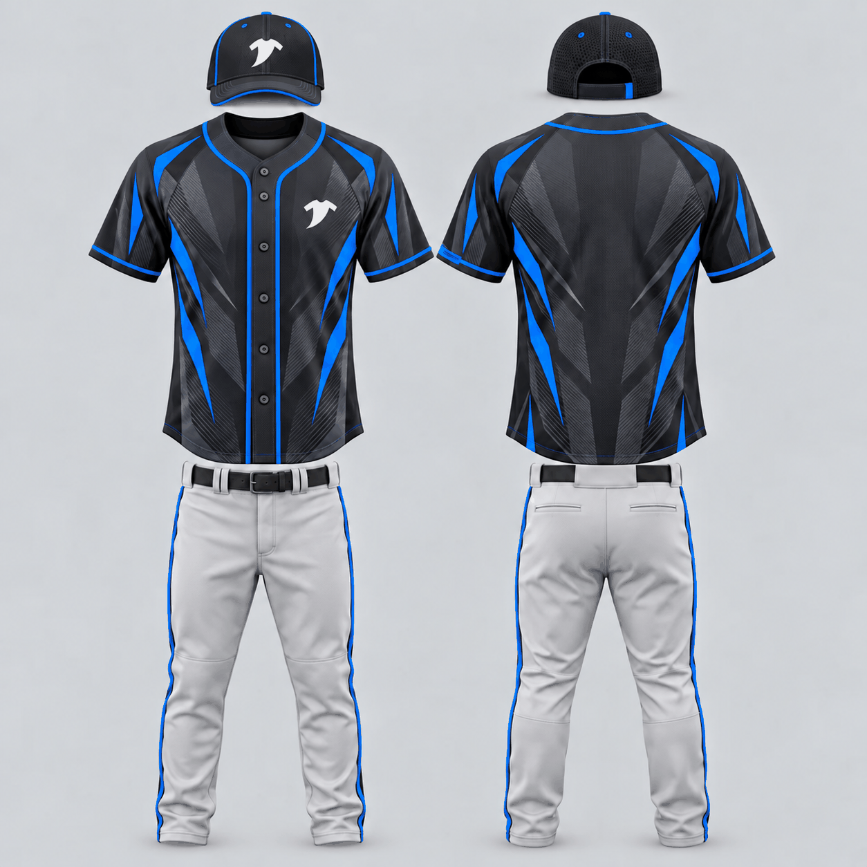 Charcoal neon baseball uniform set - Image 3