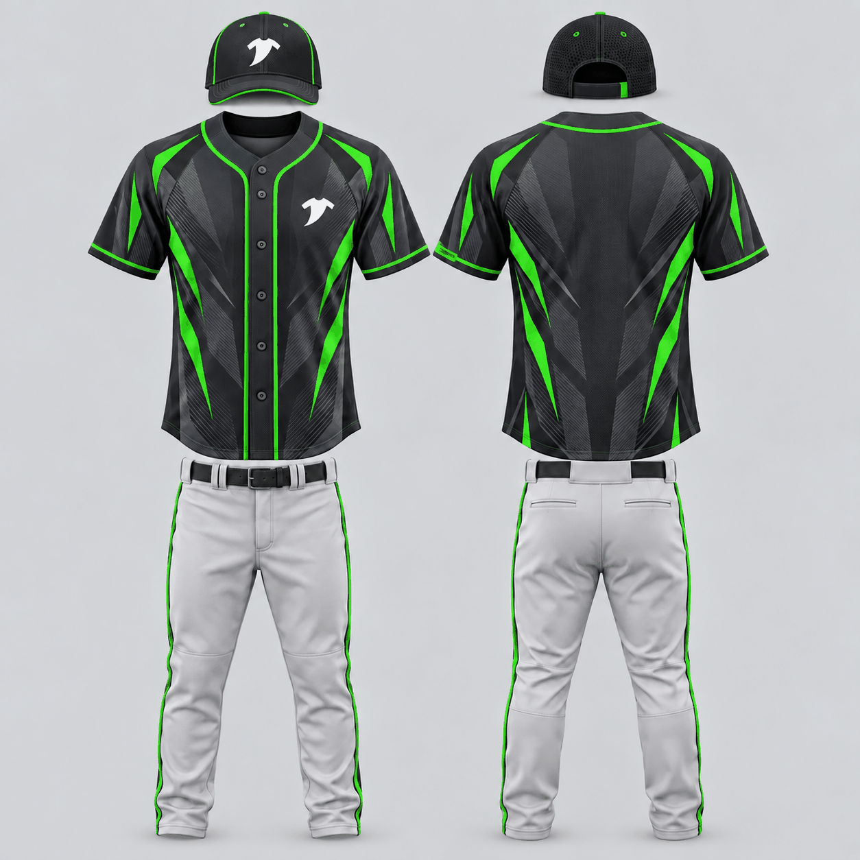 Charcoal neon baseball uniform set - Image 4